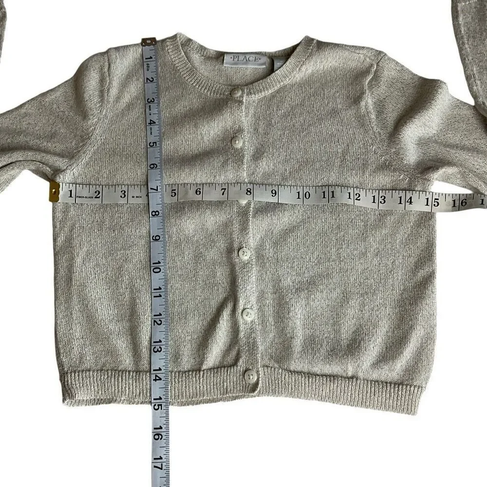 Children’s Place Cardigan Button Front Cream Gold Long Sleeves Girls 10/12 Large